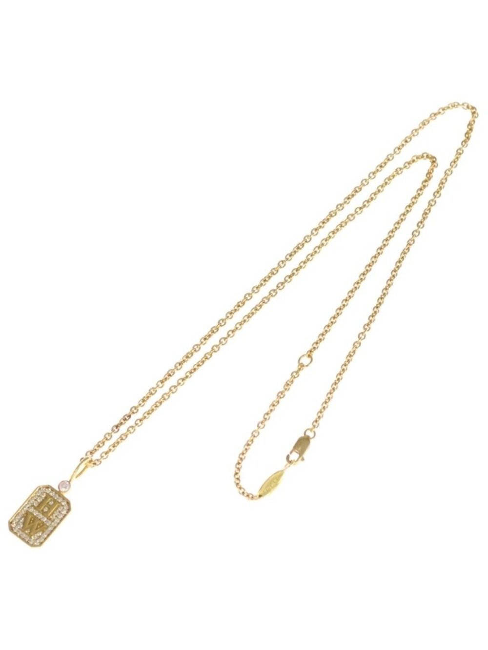 Harry Winston HW Logo Charm Necklace Pave Diamond YG Yellow Gold Cmdyrdpalog - Picture 2 of 6